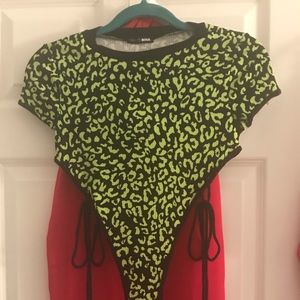 Cheetah high leg bodysuit